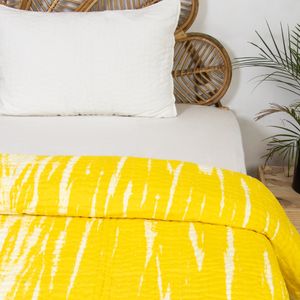 Best Winter Blanket Yellow Tie Dye Soft Cotton Kantha Quilt